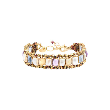 STROMBOLI Bracelet Perle d'eau douce, Améthyste, Argent plaqué Or