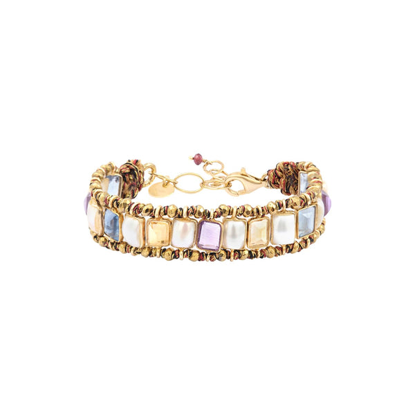 STROMBOLI Bracelet Perle d'eau douce, Améthyste, Argent plaqué Or