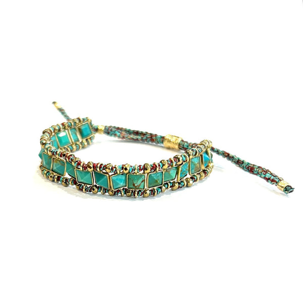 STROMBOLI Bracelet Turquoise Argent plaqué Or