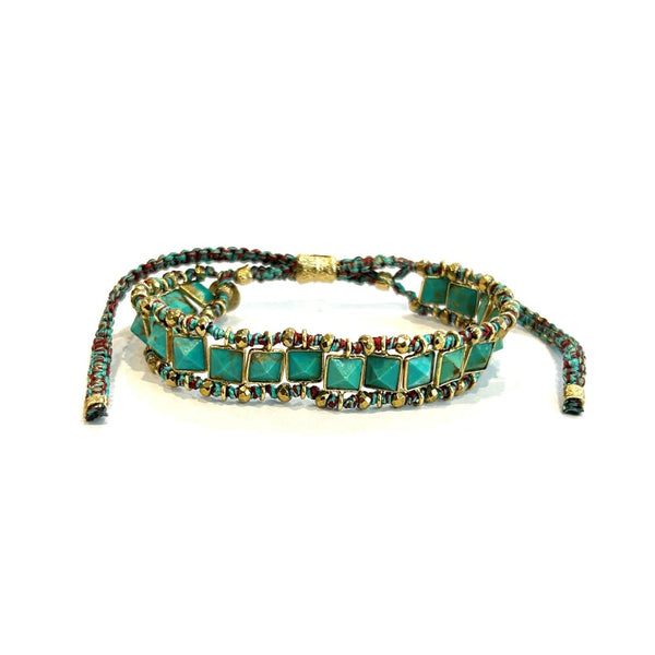 STROMBOLI Bracelet Turquoise Argent plaqué Or