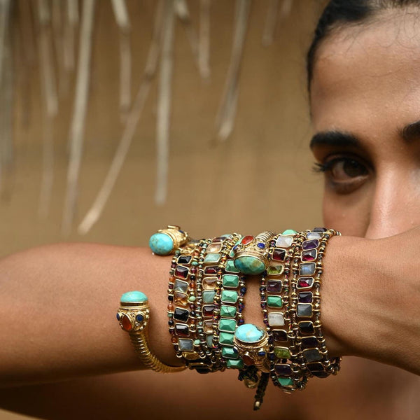 SALINA Bracelet Multi-pierres Argent 925 plaqué or