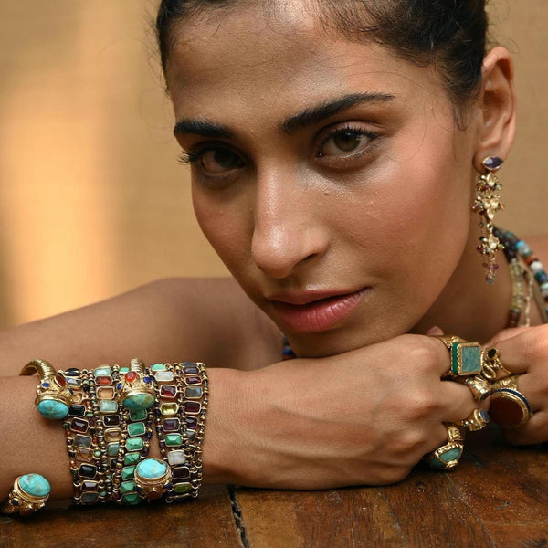 STROMBOLI Bracelet Turquoise Argent 925 plaqué or