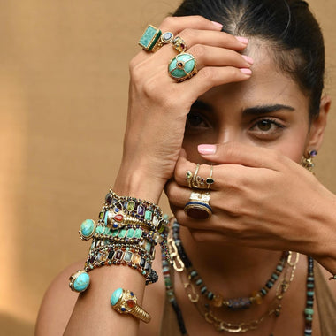 STROMBOLI Bracelet Turquoise Argent 925 plaqué or