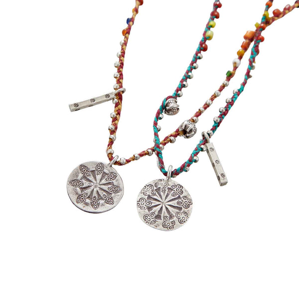 SUNDAY Collier Médaille gravée, Argent 925