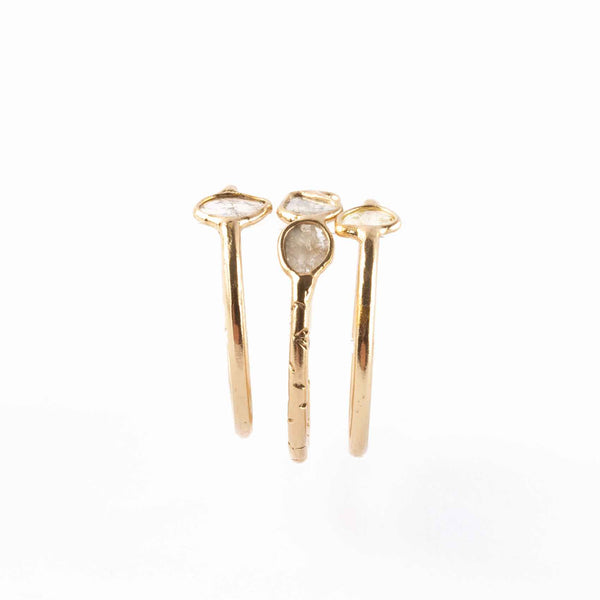 TESSA Bague argent plaqué Or et Diamant Polki