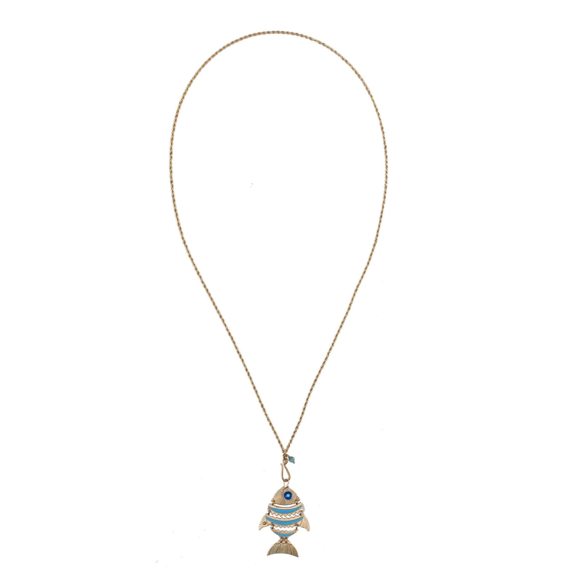 TETHYS Collier Poisson articulé émaillé, doré 24 cts