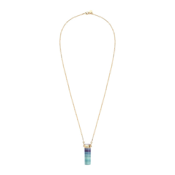 TOUNDRA Collier Prisme Fluorite, Doré 24 cts