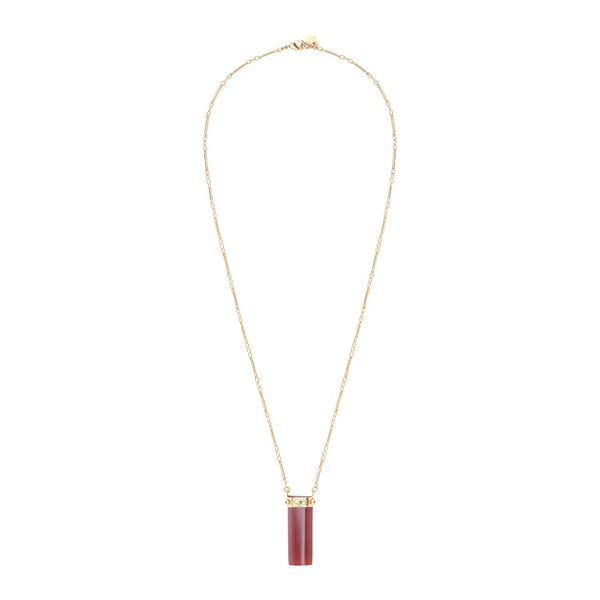 TOUNDRA Collier Prisme Quartz Strawberry, Doré 24 cts