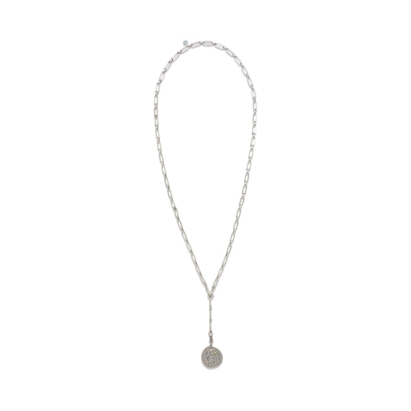 TRIBAL Sautoir Médaille Tourmaline verte Silver