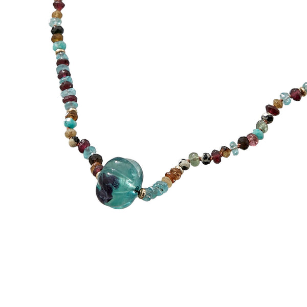 TRIBE Sautoir multi-pierres, Perle en Fluorite