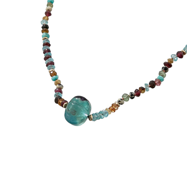 TRIBE Sautoir multi-pierres, Perle en Fluorite