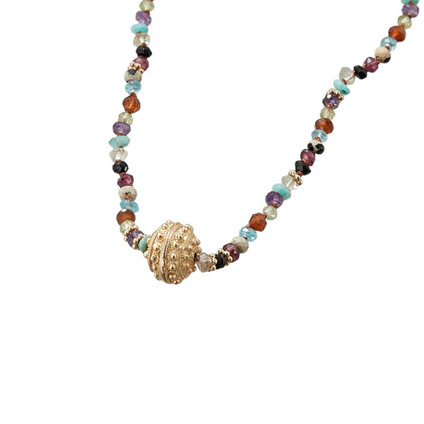 TRIBE Sautoir multi-pierres, Perle Mauritanie, Argent plaqué Or