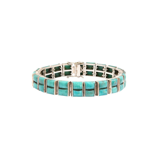 TULUM Bracelet Homme Double rangs Turquoise, Argent 925