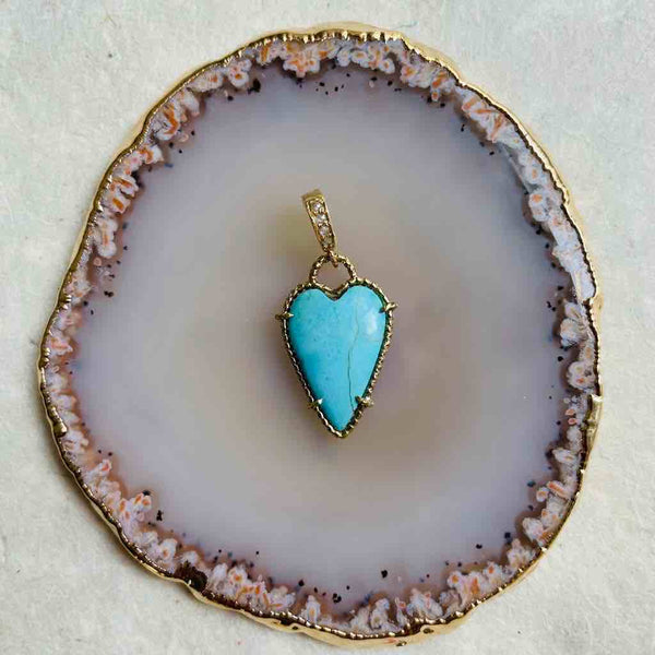 TURQUOISE HEART Charm Coeur Turquoise, bélière ouvrable