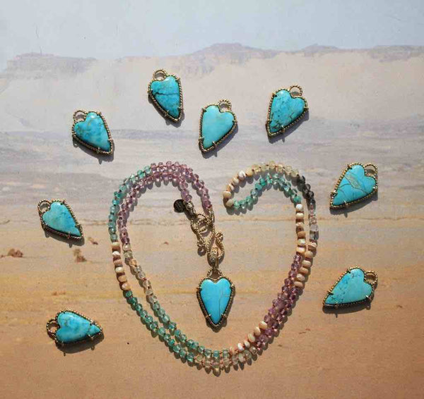 TURQUOISE HEART Charm Coeur Turquoise, bélière ouvrable