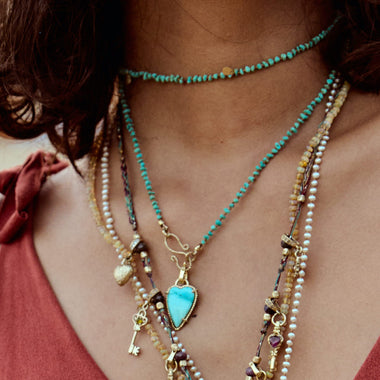 TURQUOISE HEART Charm Coeur Turquoise, bélière ouvrable