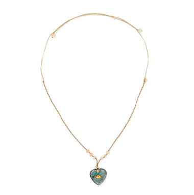 VALENTINE Collier Coeur Labradorite serti Citrine