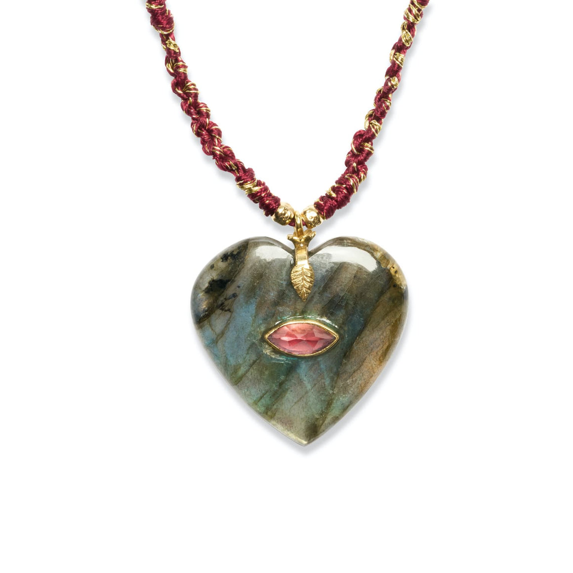 VALENTINE Collier Cordon Soie Labradorite