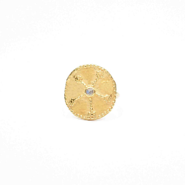 VENUS Bague ajustable Labradorite Argent 925 plaqué or