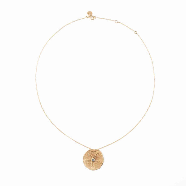 VENUS Collier Médaille Argent plaqué Or, Labradorite