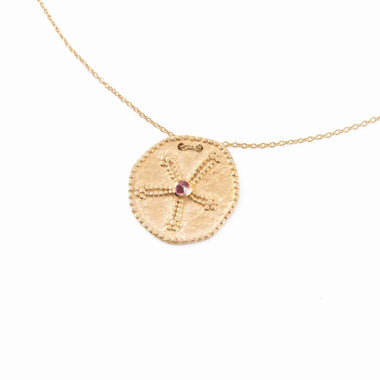 VENUS Collier Médaille Argent plaqué Or, Grenat