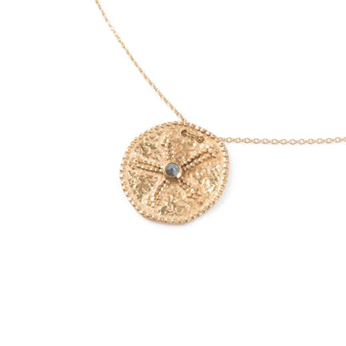 VENUS Collier Médaille Argent plaqué Or, Labradorite