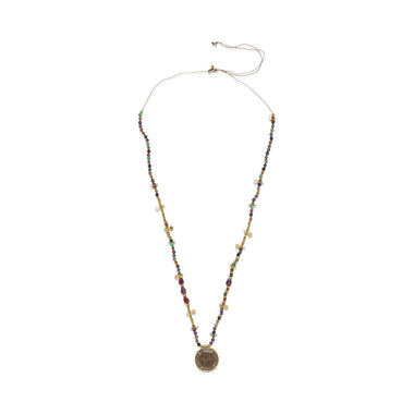 WAGHOBA Tiger Intaglio Necklace, Smoky Quartz & Multicolored Stones