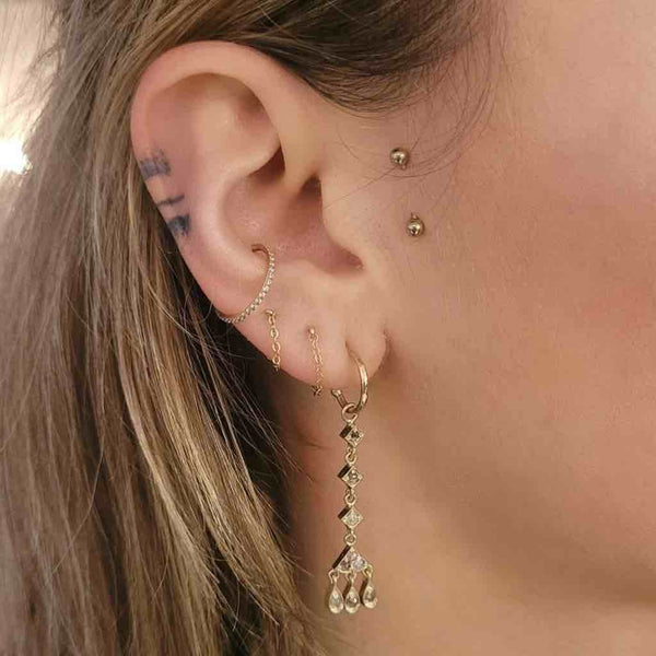 YAMI Boucles d'oreilles Diamants - Argent plaqué Or