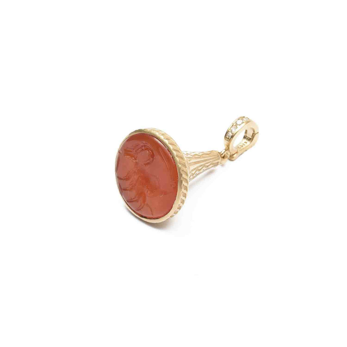 ZODIAC Charm Sceau Cornaline à intaille en argent plaqué or