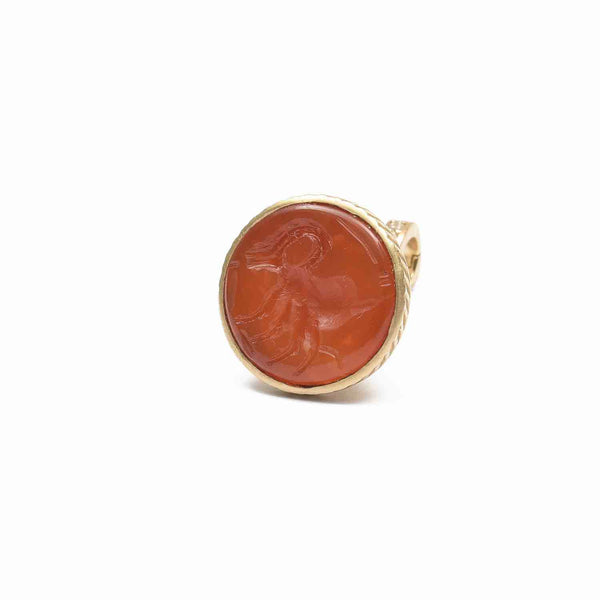 ZODIAC Charm Sceau Cornaline à intaille en argent plaqué or