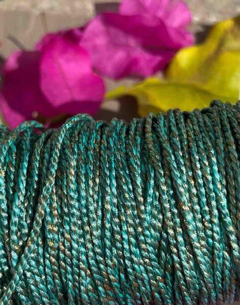 SECRET Collier Amulette Tourmalines - Cordon Turquoise et Or