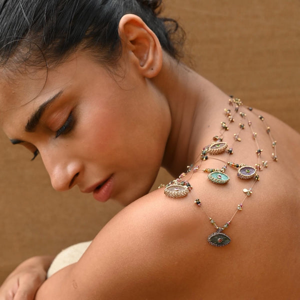 IRIS PRECIOUS Collier Onyx et Tourmalines