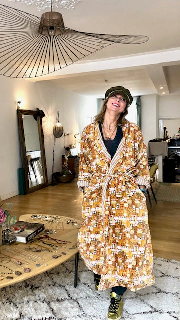 MANTEAU KIMONO Velours Gold