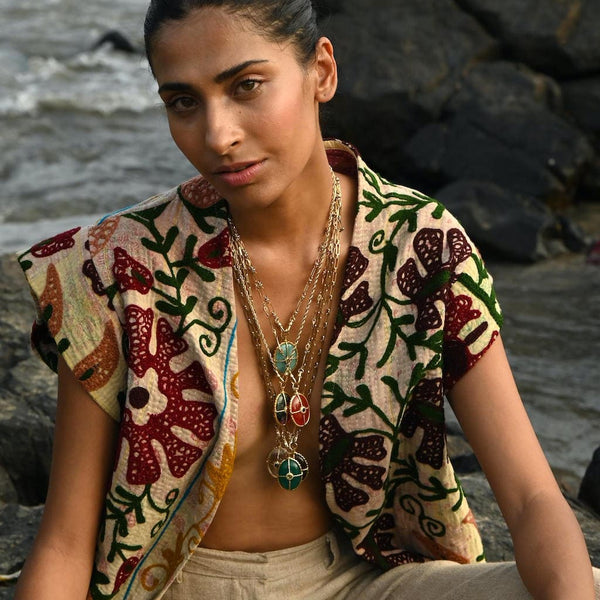 OCTAVE Collier Onyx chaîne esprit vintage