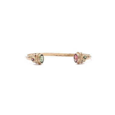 RAJAH Bracelet jonc Tourmalines multicolores - Argent plaqué or 24 cts