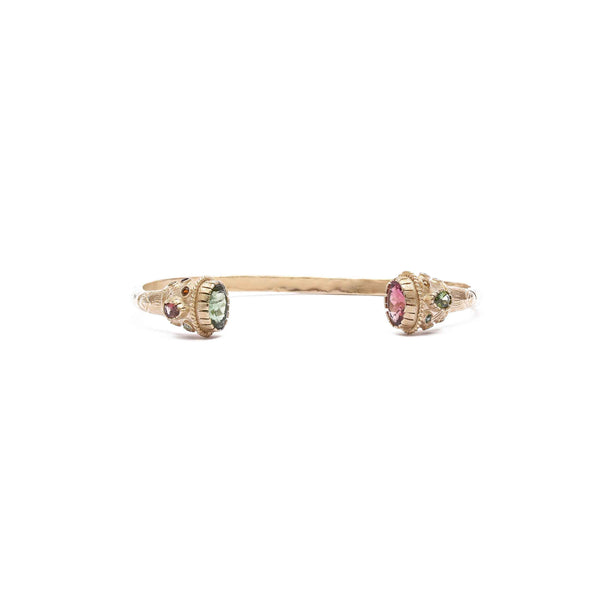 RAJAH Bracelet jonc Tourmalines multicolores - Argent plaqué or 24 cts