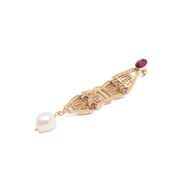 CHATELAINE Boucles d'oreilles Grenats et Perles d'eau douce