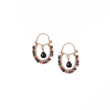 BINDI Boucles d'oreilles Onyx Argent plaqué or