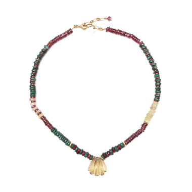 SAJY Collier Malachite Grenat Citrine