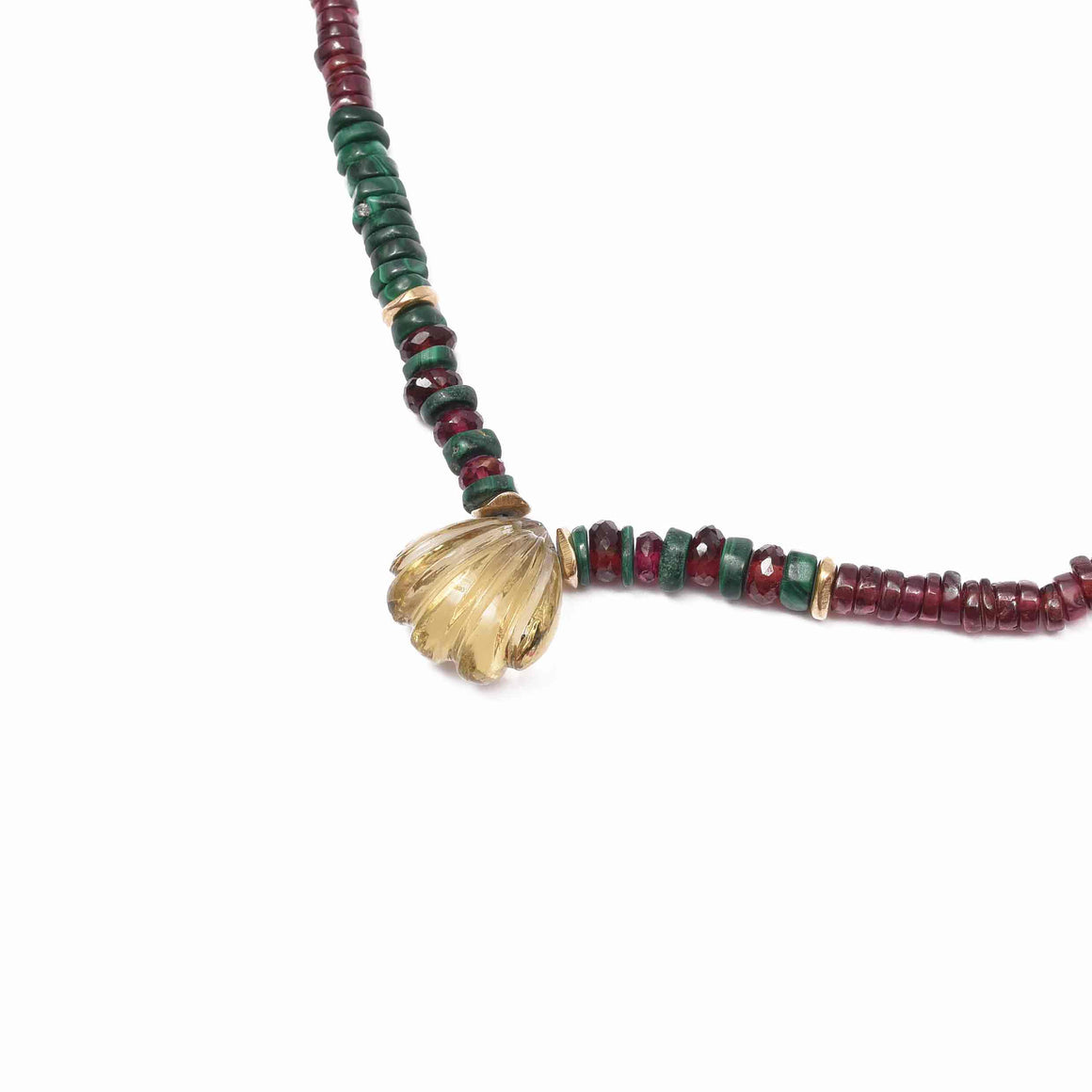 SAJY Collier Malachite Grenat Citrine