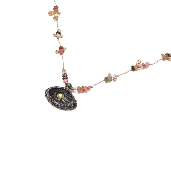 IRIS PRECIOUS Collier Onyx et Tourmalines