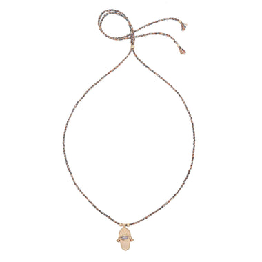 KHAMSA Labradorite Collier Cordon Argent plaqué Or