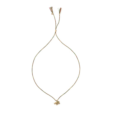 Collier pendentif en argent 925 plaqué or 24 carats, pavage de  zircons.  Cordon réglable jusqu'à 65cm par une perle coulissante.