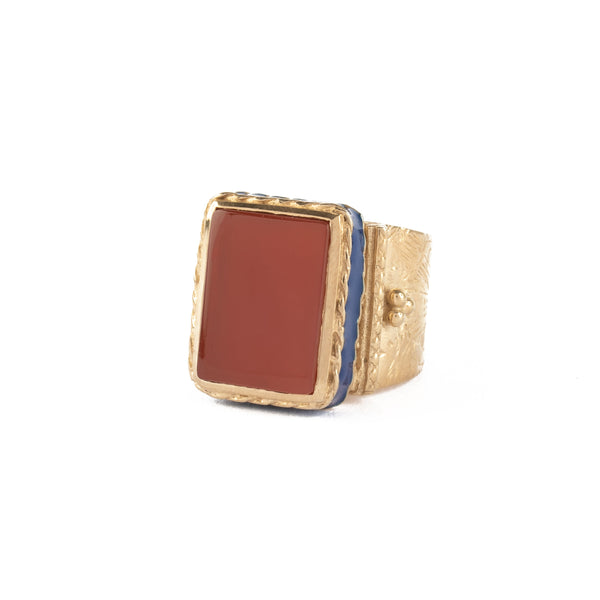 JULIET Bague Chevalière Gravée Cornaline