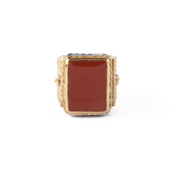 JULIET Bague Chevalière Gravée Cornaline