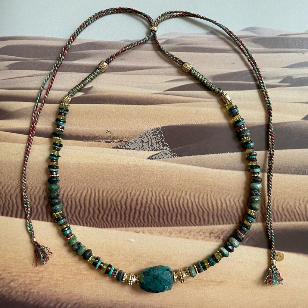 KENYA Collier Chrysocolle Péridot