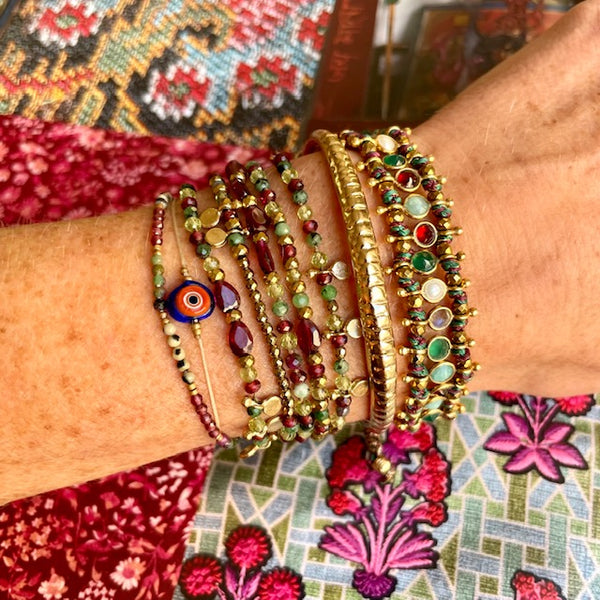 ADOUM Grenat Péridot Bracelet multi-tours